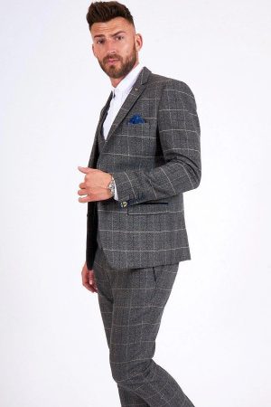 Scott - Grey Tweed Check Suit