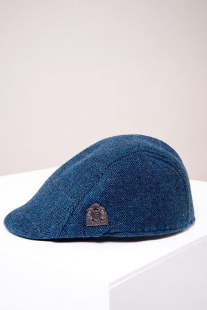 Dion blue tweed flat cap